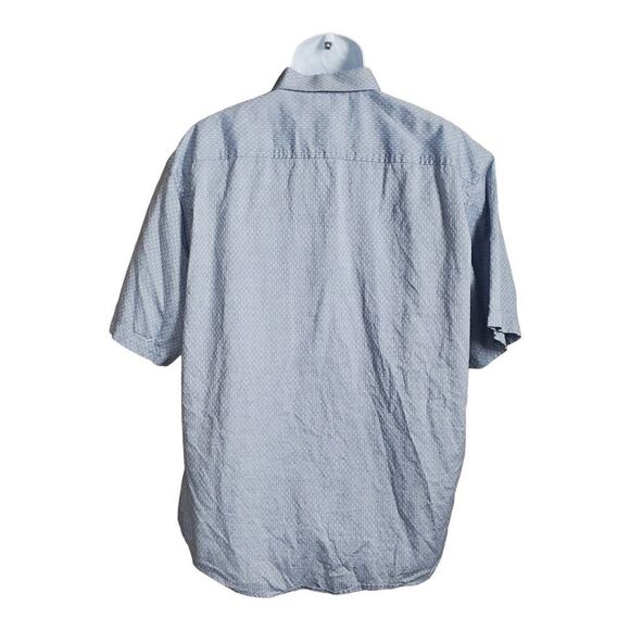 Joseph Abboud Sport Shirt XXL Button Up Short Sleeve Blue Geometric Print Casual - Picture 4 of 9